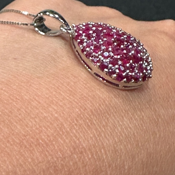 Pear-Shaped Ruby Cluster Pendant - Picture 7 of 10